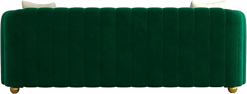 Miniatura 3 de Sofá biplaza de terciopelo de 83 pulgadas, moderno sofá de 2 plazas de mediados de siglo con patas de bola de metal, sofá de terciopelo verde