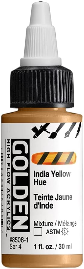 GOLDEN High Flow Acrylics, India Yellow Hue, 1 fl. oz. / 30 ml Bottle