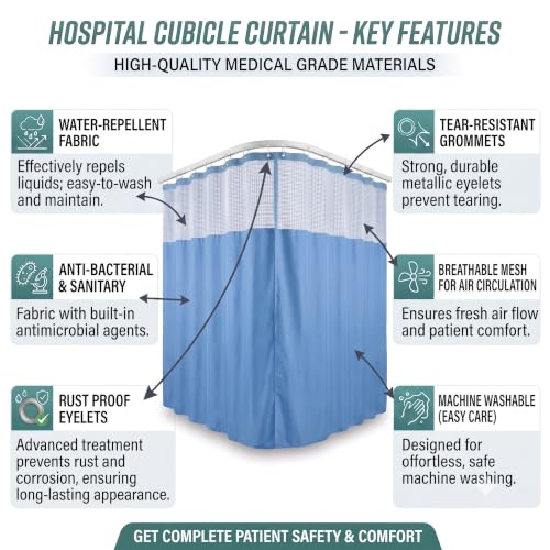 Image of RJO Hospital Curtains Blue Zigzag W-6 x L-7 FT