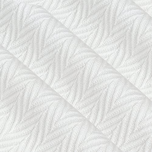 Luxury 100% Cotton Blankets King Size Bed - 410Gsm Lightweight Waffle Summer Blanket - Breathable All Seasons 108X90 - White #TOP1