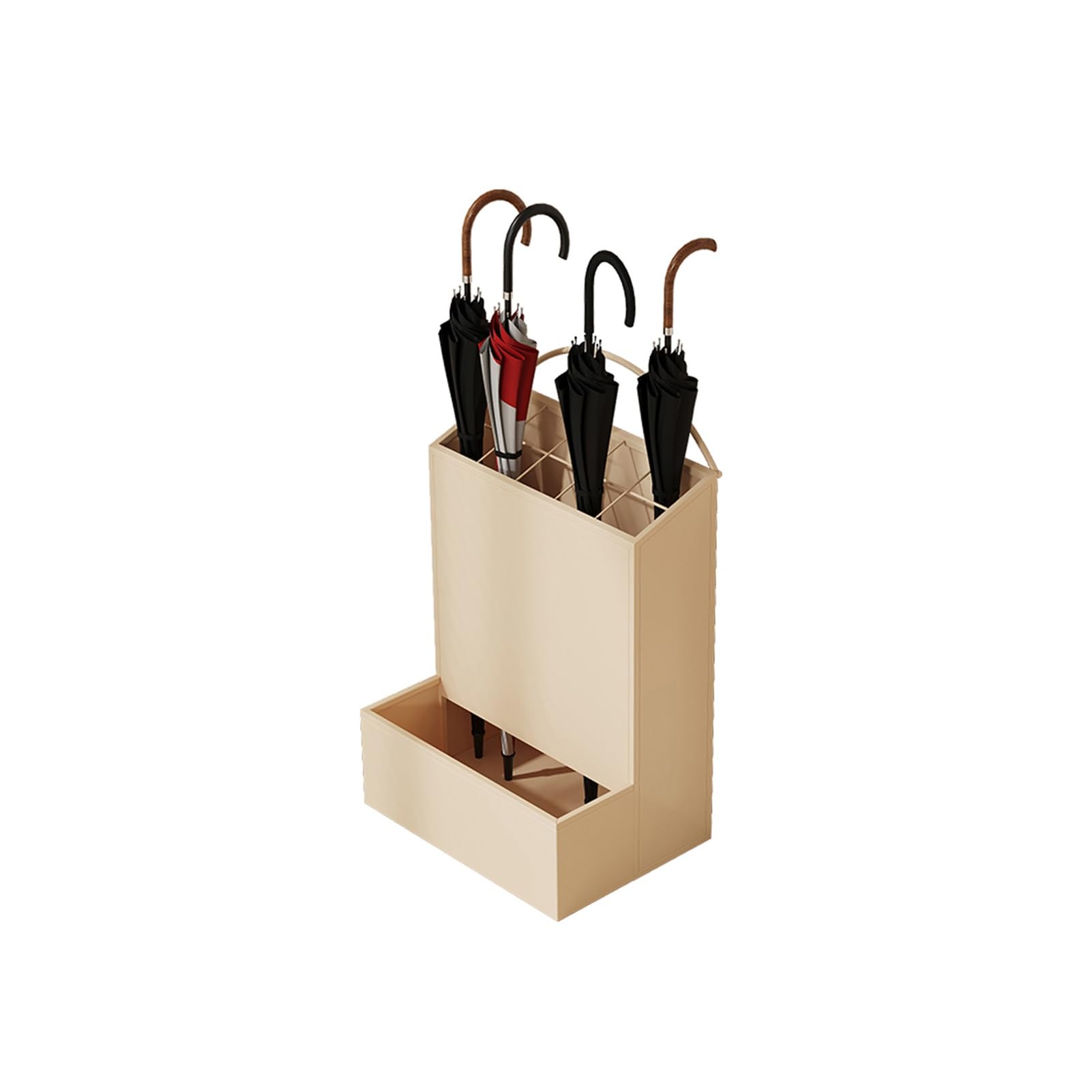 Bac de rangement autoportant pour parapluies longs et décoration d'entrée