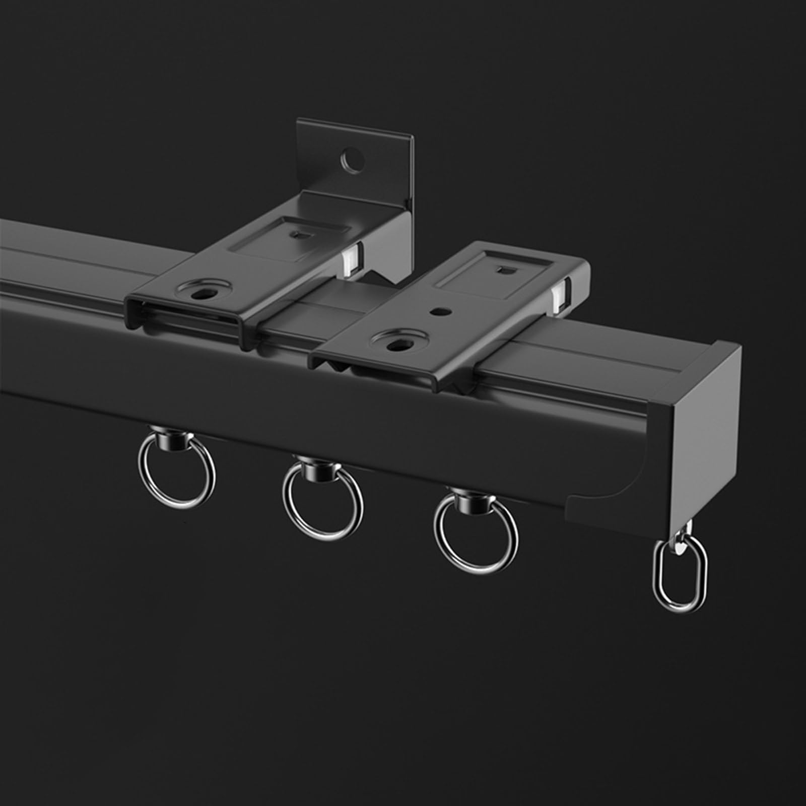 Heavy Du Adjuble Aluminiowy system szyn sufitowych do montażu na ścianie, do salonu i sypialni, czarny, mocny i wszechstronny B-125 cm