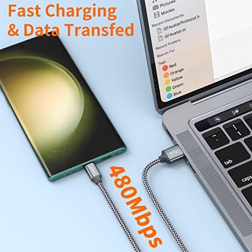 USB Type C Cable,USB A to USB C 3A Fast Charging (3.3ft 2-Pack) Braided Charge Cord Compatible with iPhone 15 16 17 Pro Max,Samsung Galaxy S10 S9 S8 Plus,Note 9 8,A11 A20 A51,LG G7 V30 V35,Moto Z2 Z3 — view 5