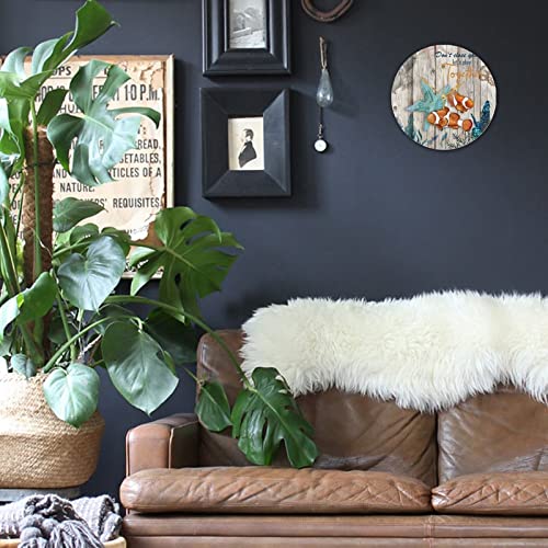Horloge murale ronde bois plage grand format design marin - 5