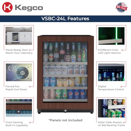 Image of Kegco 24 inch Wide Reserva Series Panel Ready Right Hinge Beverage Center