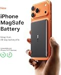 TORRAS MiniMag Banque d'électricité, Ultra Mince 5,000mAh Chargeur portable sans fil avec USB-C Câble, charge rapide iPhone Air Batterie magnétique, compatible pour iPhone 17/16/15/14/13/12, Glacier Gray