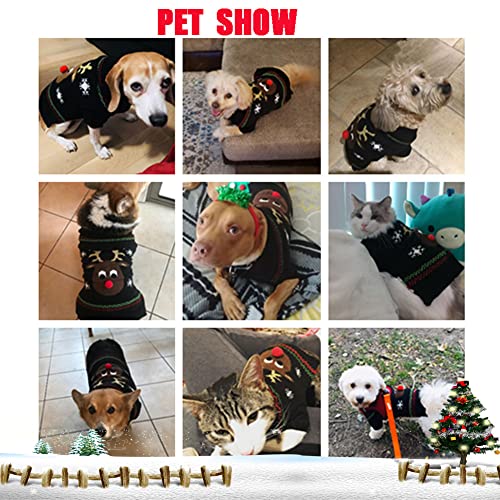 ABRRLO Hunde Kostüme Hundebekleidung Baumwolle Pullover feiern Weihnachten-Tag Winter Mantel Strickpullover Haustier Hund Pullover Haustier Kostüm Fashion Urlaub Party Geschenk (M, KitzE)