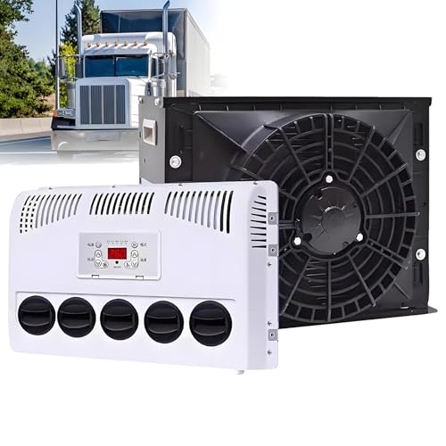 Parking Air Conditioner 360°rotating Air Outlet Intelligent Frequency Conversion Fast Cooling Suitable for Vans, Buses, Cranes, Etc,24V-Black