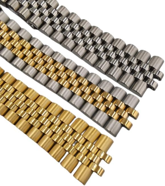 316L Stainless Steel 19mm Silver Gold Vintage Jubilee Curved End Watch Bands Straps Bracelet For Rolex Watch 1500 5500 5501 5502 5504 5505