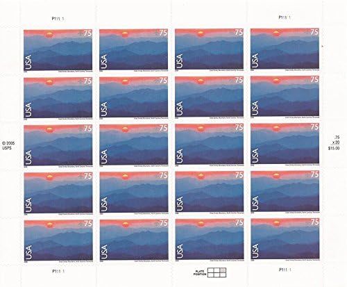USPS Great Smoky Mountains Sheet of Twenty 75 Cent Airmail Stamps Scott C140