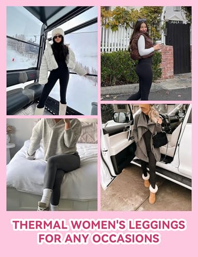 3 Pack Fleece Lined Leggings Women with Pockets - High Waisted Plus Size Winter Thermal Yoga Pants (S-5XL)2