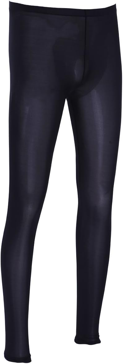 FEESHOW Men's Ice Silk Long John Sport Running Tights Thermal Underwear Pajamas Pants Leggings