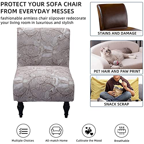 Krfoonn Armless Accent Chair Covers Stretch Armless Chair Slipcover Printed Removable Slipper Chair Covers Furniture Protector For Living Room Dining Room Hotel, 16 #TOP3