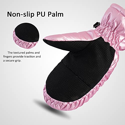 Walsking Kids Mittens Winter Waterproof, Ski Toddler Boys Girls Snow Warm Snowboard Gloves (Pink, Small(Fits: 4~6Years Old)) #TOP3