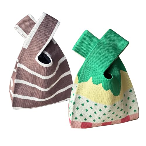 Image of Knot Bag, Mini Knit Tote Bag, Extra Thickened Japanese Knot Bag, Wristlet Handbag - 1 /2 /6 Pack