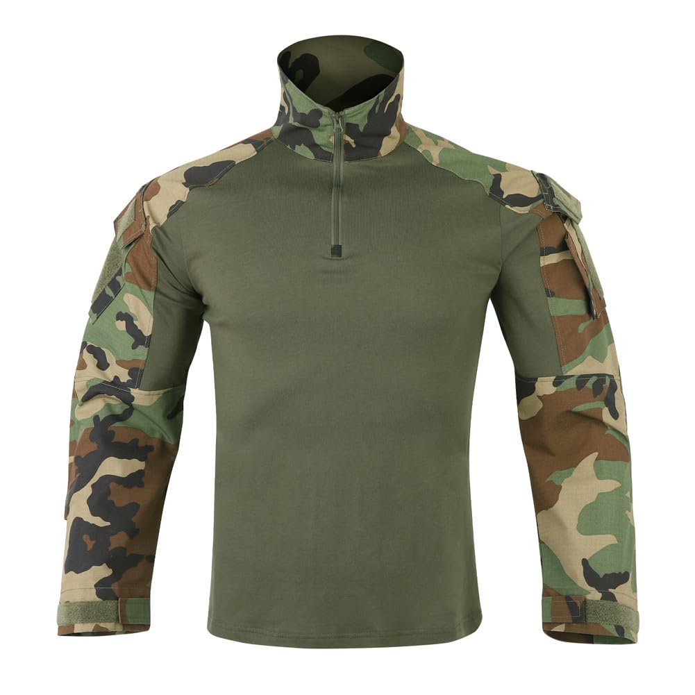 KRYDEX Tactical Men's Combat Shirt Rapid Assault Long Sleeve Shirt with Elbow Pads