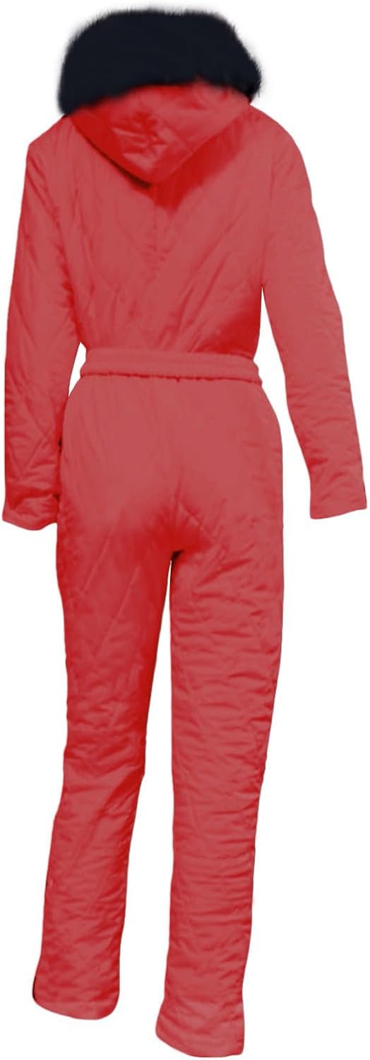 Snow Suits for Women Ski Hooded Puffer Jacket and Snow Pants Set Winter Windproof Waterproof Snowboarding Clothes