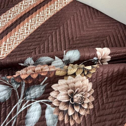 Image of Homerz 'Brooklyn Series' Premium Sofa Cover | Quilted Floral Design | Non-Slip Washable Sofa Protector | Soft Anti Slip Fabric (Brown, 2 Seater, Only Seat Cover)