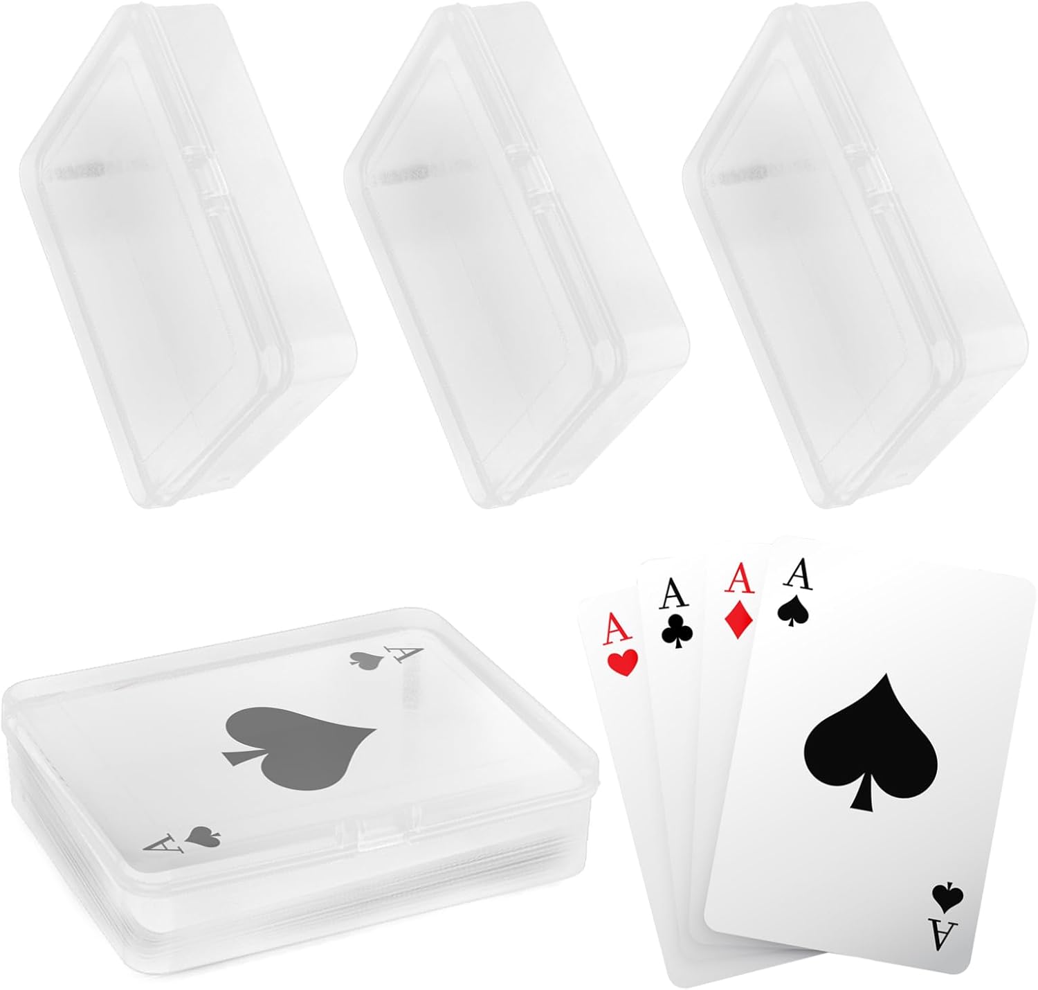 4PCS Clear Plastic Playing Card Cases High Capacity Deck Boxes for Game Cards Storage & Organization (Cards Not Included)