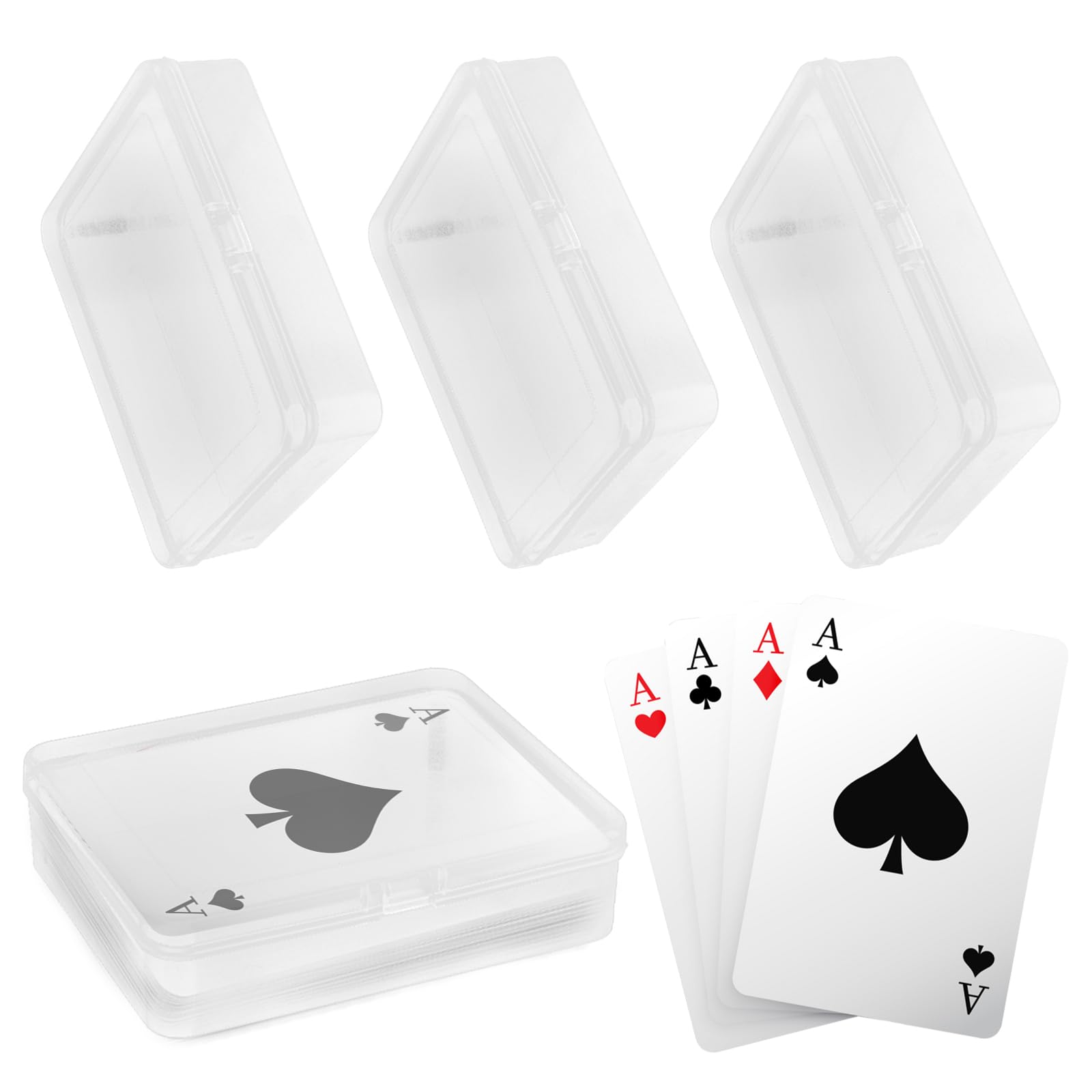 hhdatc 4PCS Clear Plastic Playing Card Cases High Capacity Deck Boxes for Game Cards Storage & Organization (Cards Not Included)