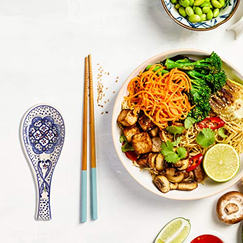 Ceramic Spoon Rest - Artisan Hand Crafted - Hand Painted Blue And White Spain And North Africa Art Deco - Kitchen Counter Or Stove Top Utensil Rest #TOP4