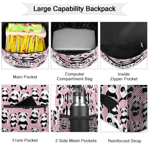 Sac à dos de voyage panda grand volume avec rangement ordinateur