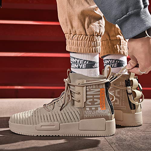 RUNMAXX Tênis masculino moderno para caminhada com cadarço e cano alto estiloso, atlético, casual, B