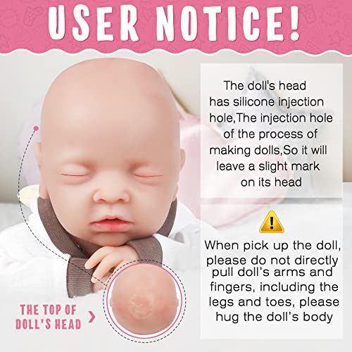 Vollence 18 Inch Eye Closed Full Silicone Baby Doll ,Not Vinyl Dolls,Sleeping Lifelike Reborn Baby Doll,Realistic Newborn Real Baby Doll - Girl #TOP1