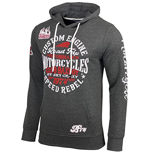 Baxboy Pull à capuche pour homme - Manches longues - 2628, anthracite/blanc, L Cover