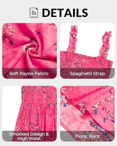 Image of Plus Size Summer Dress - Sun Boho Beach Casual Floral Spaghetti Strap Sleeveless Long Maxi Dresses