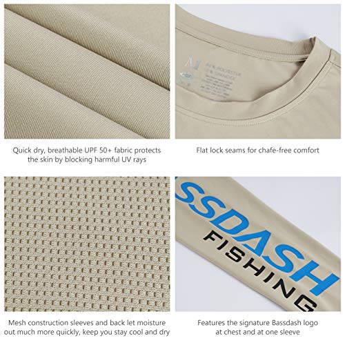 Image of BASSDASH Fishing T Shirts for Men UV Sun Protection UPF 50+ Long Sleeve Tee T-Shirt