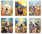DXOAGXQ Dog Canvas Wall Art, Funny & Cute Puppy Animal Pictures, Colorful Dog Pop Art Set of 6 (8'x10' Unframed)