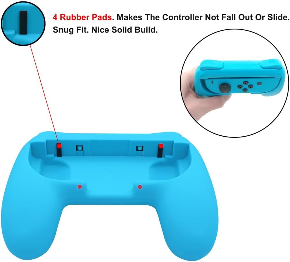 INF Handgrepen compatibel met Nintendo Switch Joy-Con, handvatten voor Joy-Con-bedieningen, set van 2, kleur rood/blauw