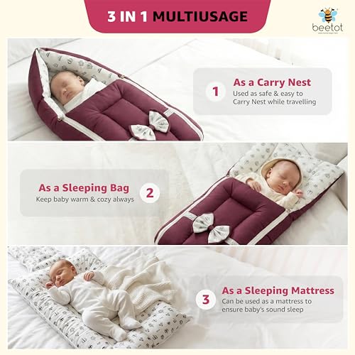 beetot 3 in 1 Baby Bed Set, Red Red Wine - Image 7