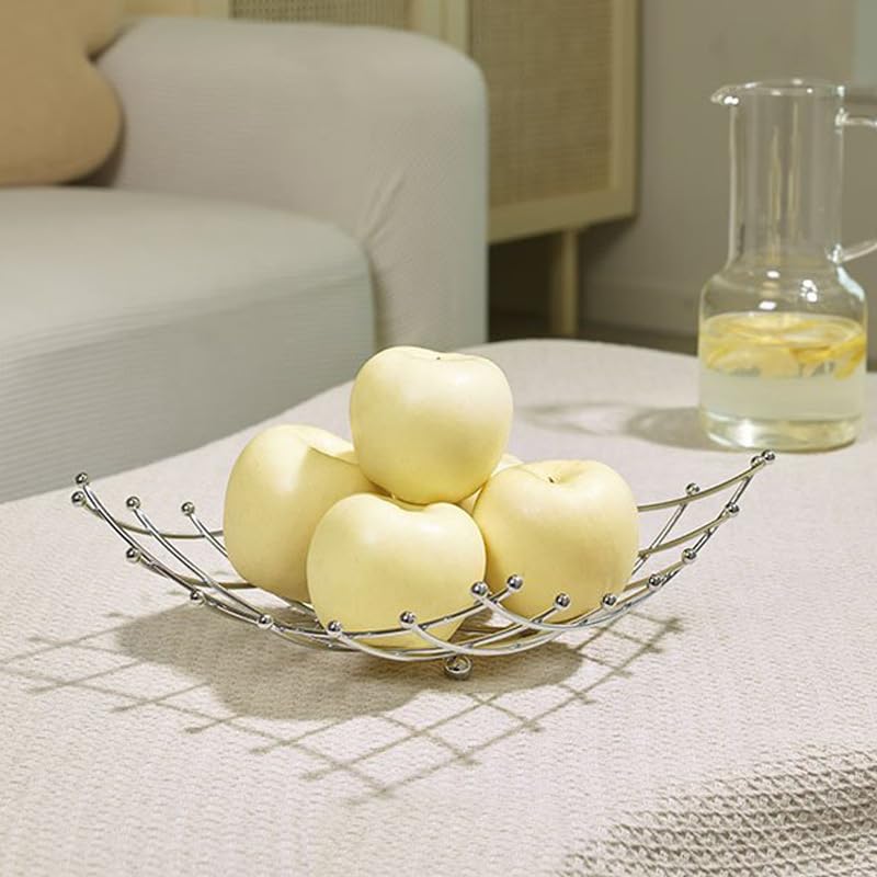 Cesta de frutas de acero inoxidable duradera con acabado de alambre elegante 8