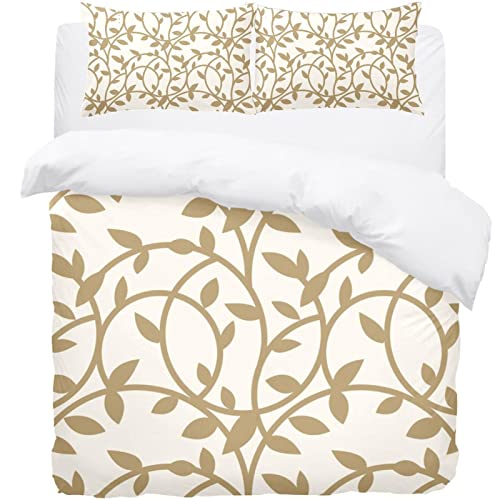 Housse de couette motif floral doré 3 pièces pour raviver un lit terne - 2