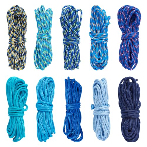 FASHEWELRY 2mm Paracord Rope 131 FT Blue Paracord Cords Spandex Cord Ropes for Crafting Lanyard Bracelet Necklace Making Key Chain Dog Collar