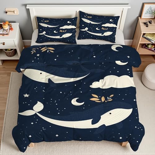 Housse de Couette 160x200 Requin Facile à Enfiler avec Zip