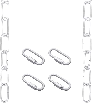 ECUDIS 6 Feet Pendant Light Fixture Chain, Lighting Hanging Chain Extension with Connection Locks, Lighting Chain Replacement for Chandelier, Plants, Fruit Basket White