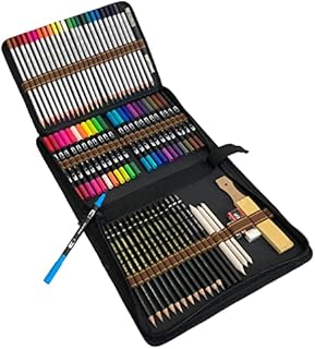 Majoart Watercolour Dual Tip Brush Pens and Colouring Drawing Pencil Set,Fineliner Pens with 24 Colouring Pencils, 12 Lead Pencils and Accessories, Perfect for for Artists, Adults and Students