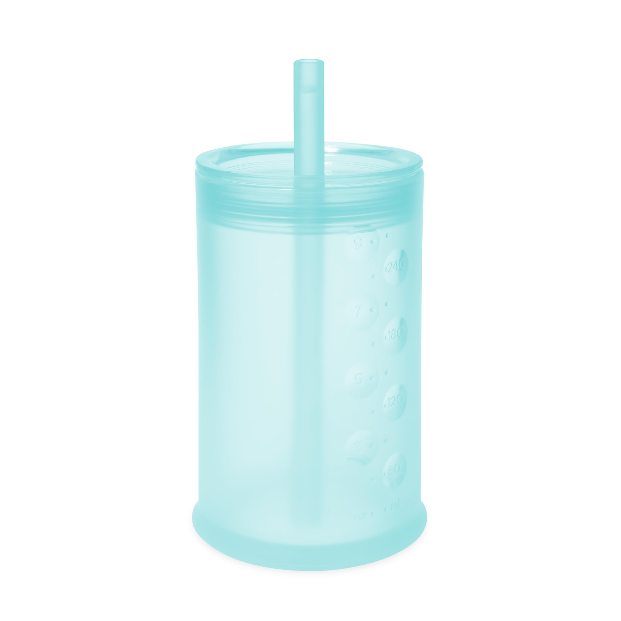 Olababy Silicone Straw Sippy Cup for Toddlers 1-3, Unbreakable, Sky 9oz