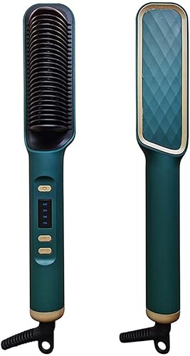 Cepillo alisador o rizador de pelo para mujer con 4 temperaturas 30 s calentamiento rápido y apagado automático (verde)