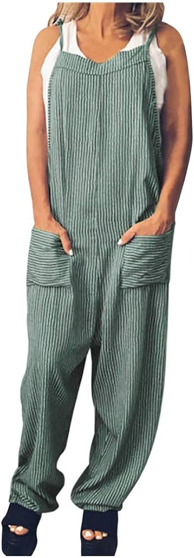 wyxhkj-Monos Largos para Mujer Moda Monos Mujer Algodón Y Lino Estampado A  Rayas Mono Largo Sin Mangas Honda Tirantes Pantalones Largos De Mujer  Vestido De Mono: Amazon.es: Ropa