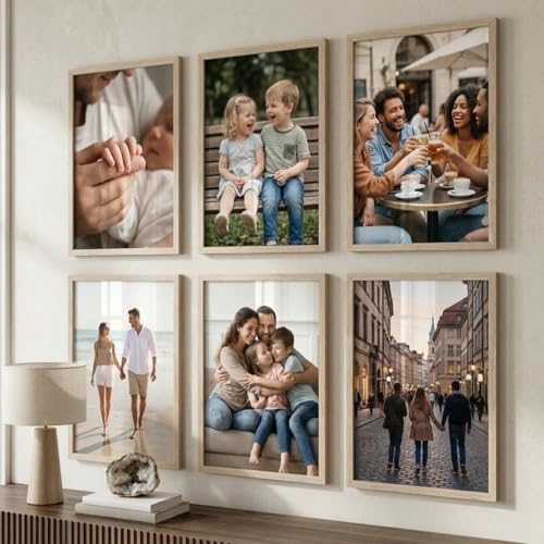 Image of kotart Aesthetic Photo Frame for Wall Decoration | Wooden Frames for Office Living Room | Certificate Frame A4 Size | Home Decor Bedroom Gift (Brown, Pack of 6)