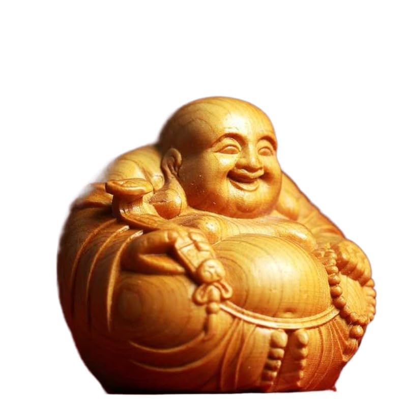 Amazon.co.jp: 布袋様 置物 金運 七福神 開運 木彫りミニサイズ 木製 