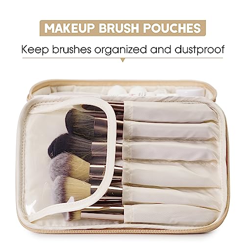 Image of Travel Makeup Bag Large Cosmetic Bag Make up Case Organizer for Women and Girls, C Brown