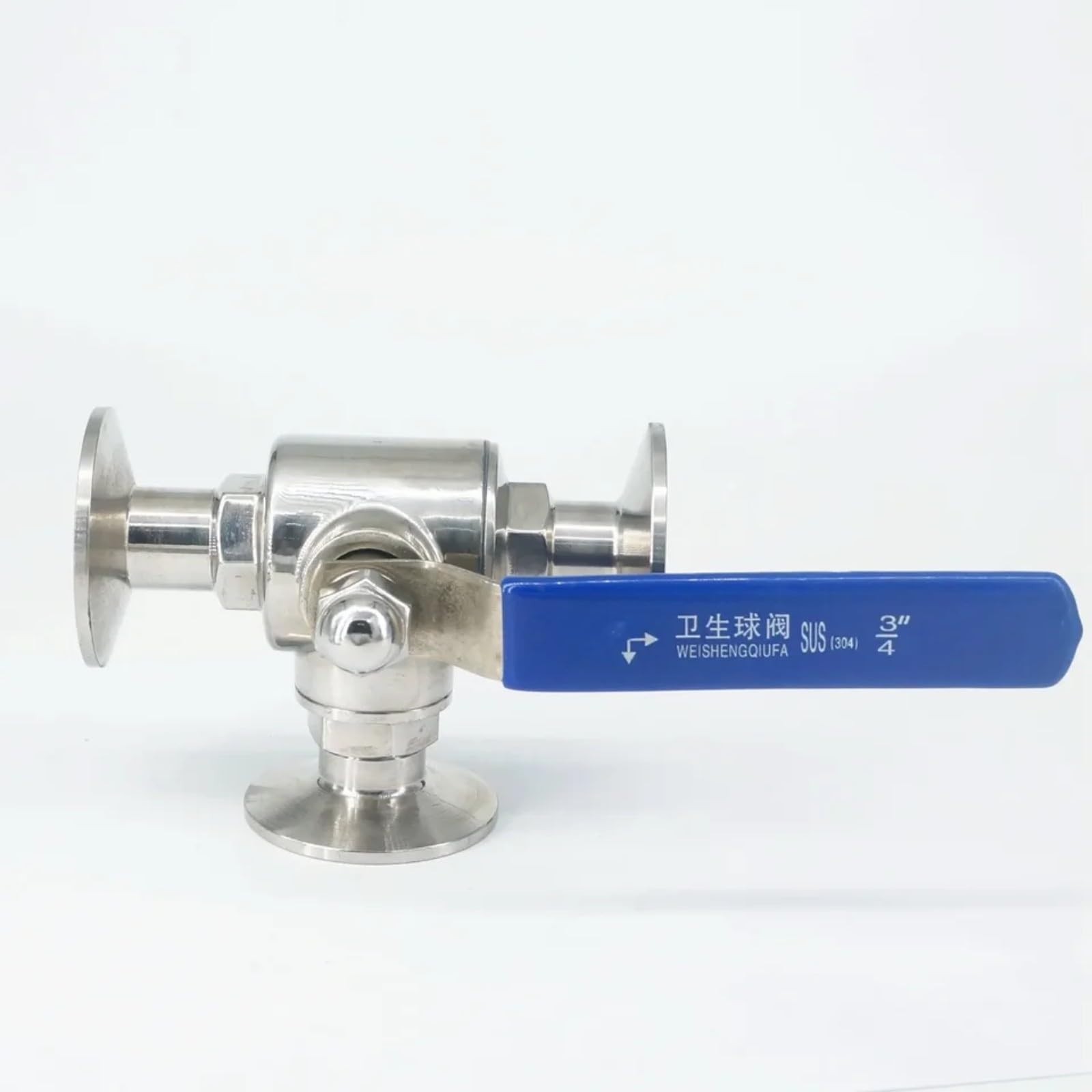 1 pcs Vanne à bille trois voies Tri-Clamp Passage-T Acier inoxydable 304(T Port)