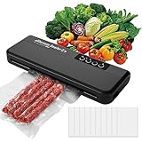 Gobesty Vakuumiergerät 4 In 1 Vakuumierer, Vakuumbeutel Lebensmittel Inkl. 10 Profi-Folienbeutel, Folienschweißgerät Vakuum Sealer Für Lebensmittel Sous Vide Für Trockene Oder Feuchte Gemüse Obst