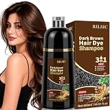 500ml Champú Color Castaño Oscuro,Hair Dye Shampoo para Teñir Canas Mujer Negro,Champú para Cabello Negro Instantáneo Champu Colorante Tinte para Hombre y Mujer