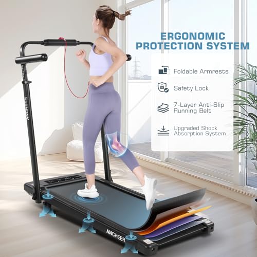 Image of Walking Pad Treadmill Adjustable Height, Under Desk Treadmills with Handle Bar and Incline, 300lbs Capacity Foldable Treadmill with Removable Desk Workstation, Installation-Free(Classic Black)